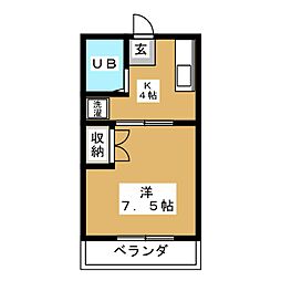 コーポ第2サンライズ 1Kの間取図画像