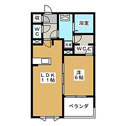 リシェス1 1LDKの間取図画像
