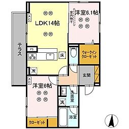 ローテ ベルク 2LDKの間取図画像