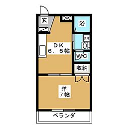 グランドール亜梨 1DKの間取図画像