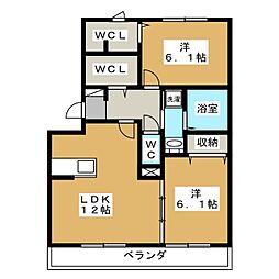 イリアンソス1 2LDKの間取図画像