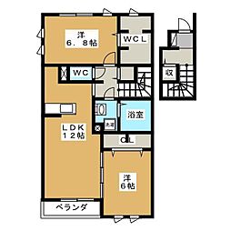 プラティーク1 2LDKの間取図画像