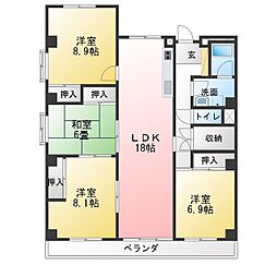 マンション沼南エリカ5号棟 4LDKの間取図画像