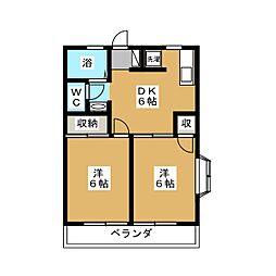 ボナールオカダ2 2DKの間取図画像