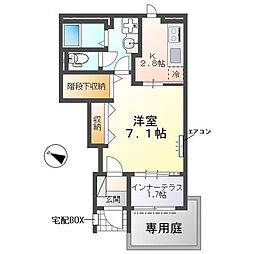 グランアサヒ 1Kの間取図画像
