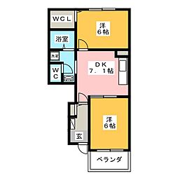 ピサンリ 2DKの間取図画像