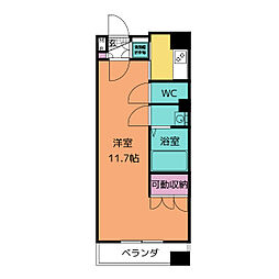 アクアタウンイースト1 1Kの間取図画像