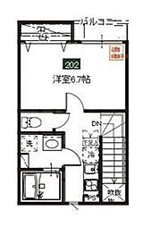 メルディア野田B 1Kの間取図画像