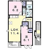 ブリリアント・アップルＢ 201 ｜ 岡山県勝田郡勝央町黒坂（賃貸アパート2LDK・2階・55.85㎡） その2