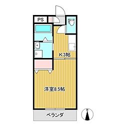 カレントすさい 1Kの間取図画像