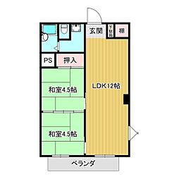 カルム津山ビル 2LDKの間取図画像