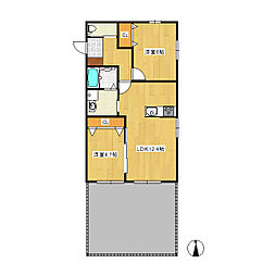 YKK富尾D 2LDKの間取図画像