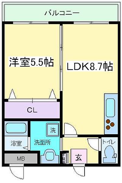 大阪府大阪市住吉区万代６丁目(賃貸マンション1LDK・4階・35.10㎡)の写真 その2