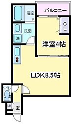大阪市住吉区遠里小野5丁目アパート 1LDKの間取図画像