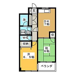 ラ・メゾン 1階2DKの間取り