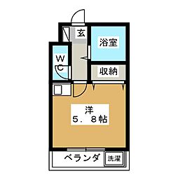アルカディア・ハネダ 2階ワンルームの間取り