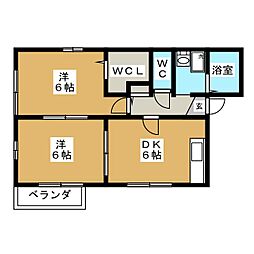 京成本線 京成中山駅 徒歩18分の賃貸アパート 1階2DKの間取り