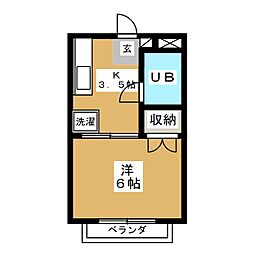 ジュール・リメV 2階1Kの間取り