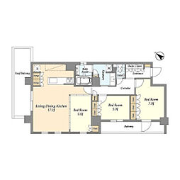 グランカーサ瑞江 6階3LDKの間取り