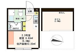 プティ一之江 2階ワンルームの間取り