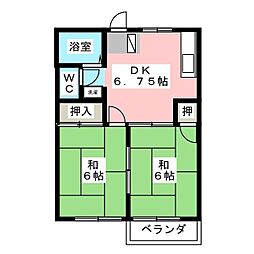 ガーデン関口 2階2DKの間取り