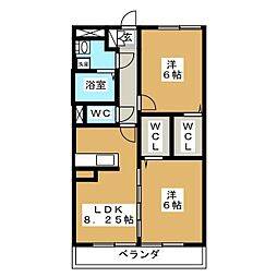 コンフォール瑞江VI 1階2DKの間取り
