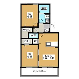 プロスペリティ 3階2LDKの間取り