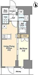 グランカーサ船堀II 12階1LDKの間取り
