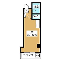 エターナルハイツ 1階ワンルームの間取り
