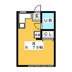 コーポイレブン ワンルームの間取図画像