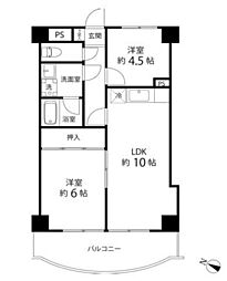 クオーレプロバンス篠崎 2LDKの間取図画像