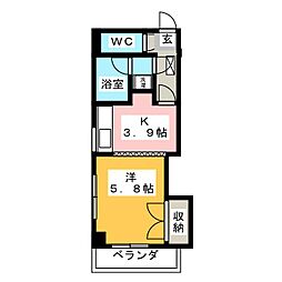 リヴレーヌ56 1Kの間取図画像