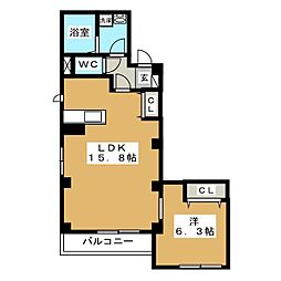 アブリーゴ・テン 1LDKの間取図画像