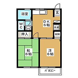 コスモクレール3 2DKの間取図画像