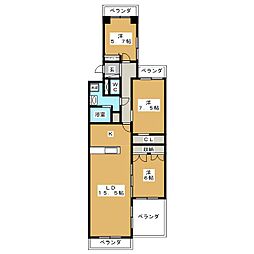 テラス本八幡 3LDKの間取図画像