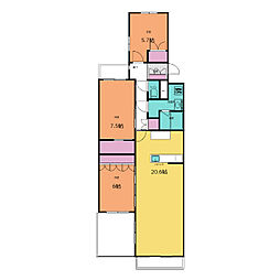 テラス本八幡 3LDKの間取図画像