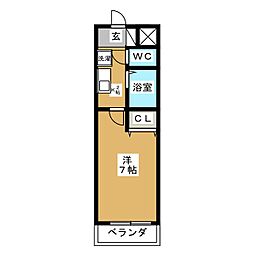 ベルデ行徳 1階1Kの間取り
