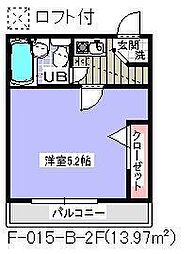 ローズアパートＦ15番館 2階1Kの間取り