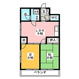 ニューアネックス 3階2DKの間取り