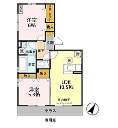 ヴィラ・ルミエール 2LDKの間取図画像
