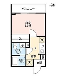 カルム西船橋 1Kの間取図画像