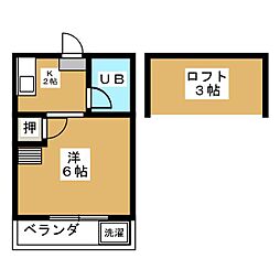 メゾン高谷 1Kの間取図画像