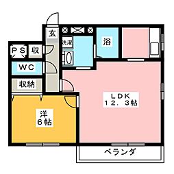 アルトピエドラ七番館 1LDKの間取図画像