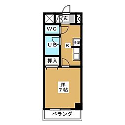 河幸第八ビル 1Kの間取図画像