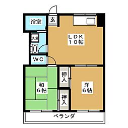 パストラルハイツ 2LDKの間取図画像