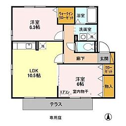 ヴィラ・メルベーユ2 2LDKの間取図画像