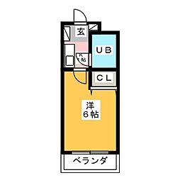 パークテラス塩焼 1Kの間取図画像