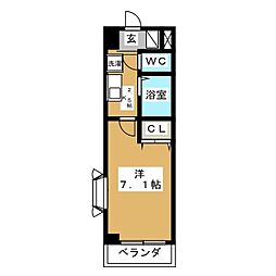 ベルデ行徳 1Kの間取図画像