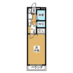 ブルーメ 1Kの間取図画像