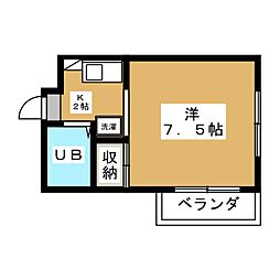 コートビレッヂハラ 1Kの間取図画像